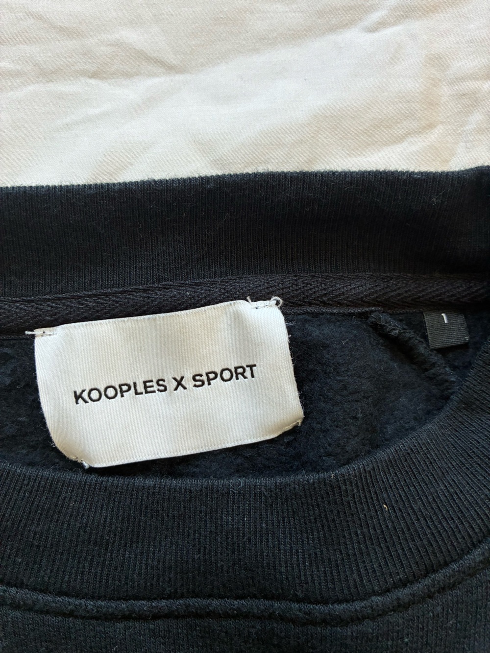 The Kooples Sport Black Crewneck Sweatshirt with Safety Pin Shoulder Detail - Picture 4 of 6